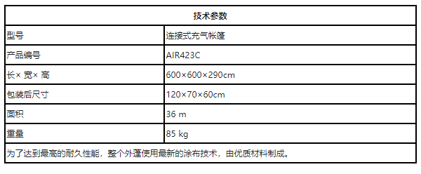 連接式充氣帳篷6X6參數(shù)